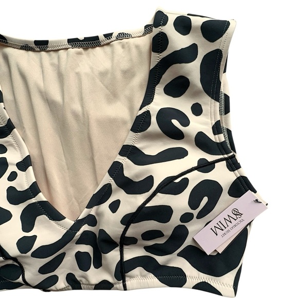 NWT VICTORIA’S SECRET CROPPED TEE BIKINI TOP ANIMAL PRINT BLACK & CREAM | MEDIUM - Picture 3 of 10